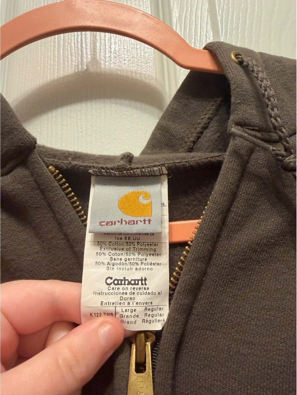 Carhartt K122 Timber Brown Midnight Full Zip Hooded Sweatshirt Hoodie Large